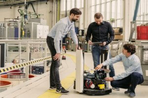 Gestalt Robotics wurde 2016 gegründet von einem Raketeningenieur, einem Roboterfachmann und einem Vision-Experten. v.l.n.r. Dr. Eugen Funk, Thomas Staufenbiel, Dr. Jens Lambrecht. Bild: Gestalt Robotics