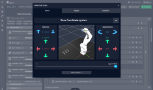 Screenshot des drag&bot Operator Panels (Soft Teach Pendant).