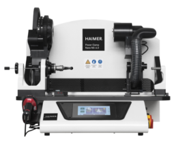 The horizontal design of the Haimer shrink fit device makes it suitable for small tools. Optional length presetting is possible, allowing the tools to be precision-shrunk down to exactly 0.01 mm. © Haimer GmbH